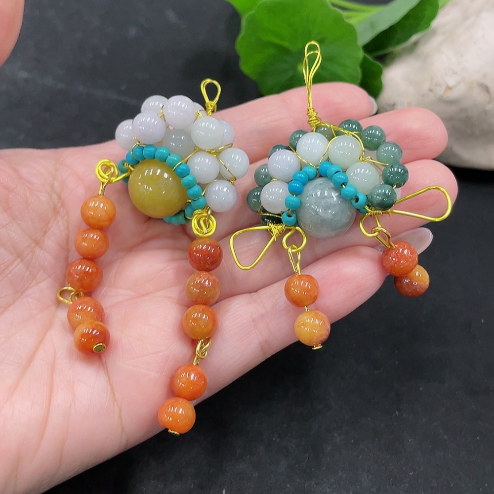 F35129067 Jadeite Beads Sell as a Lot Total Weight Approx. 43.95g Non-A Matching Beads Non-Gold