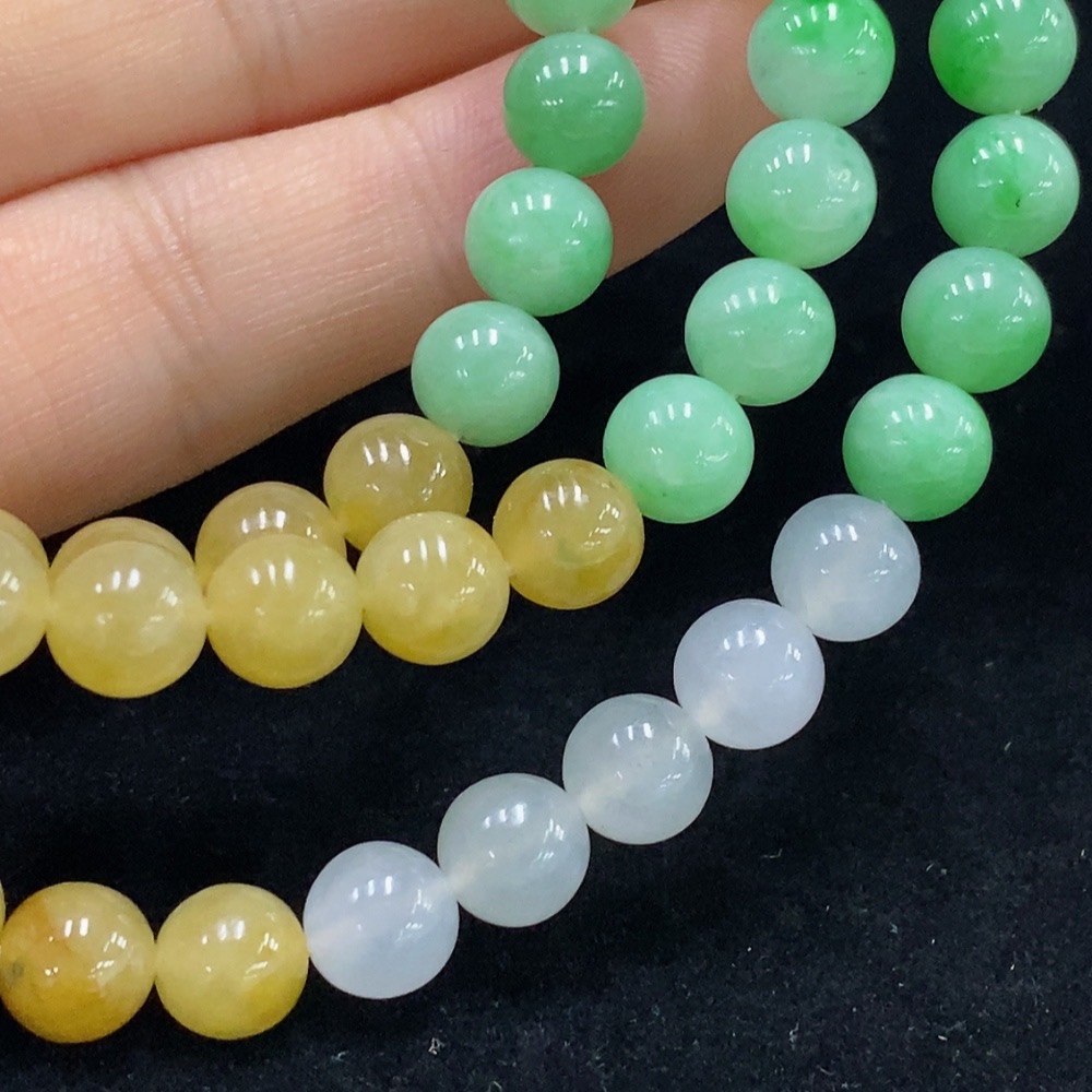 F32731533 Jadeite Bead Necklace Approx. 6.8mm Total Weight Approx. 55.24g Non-Gold Color Origin Undetermined