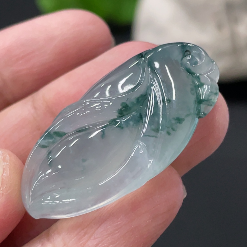 F35108544 Jadeite Magnolia Pendant Total Weight Approx. 10.8g