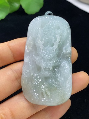 F35134764 Jadeite Dragon Pendant Total Weight Approx. 46.48g (Including Rope Weight)