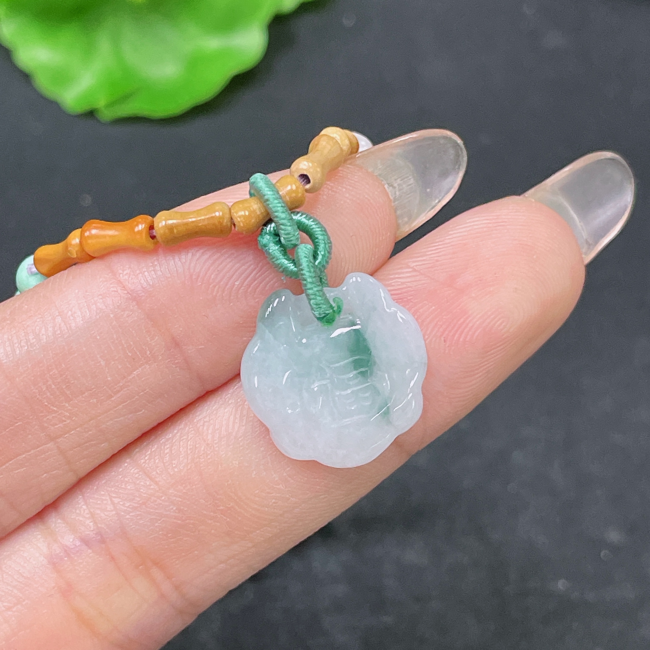 F34064973 Jadeite Bracelet with Non-A Chain Non-Gold Total Weight Approx.5.6g Size 13.9