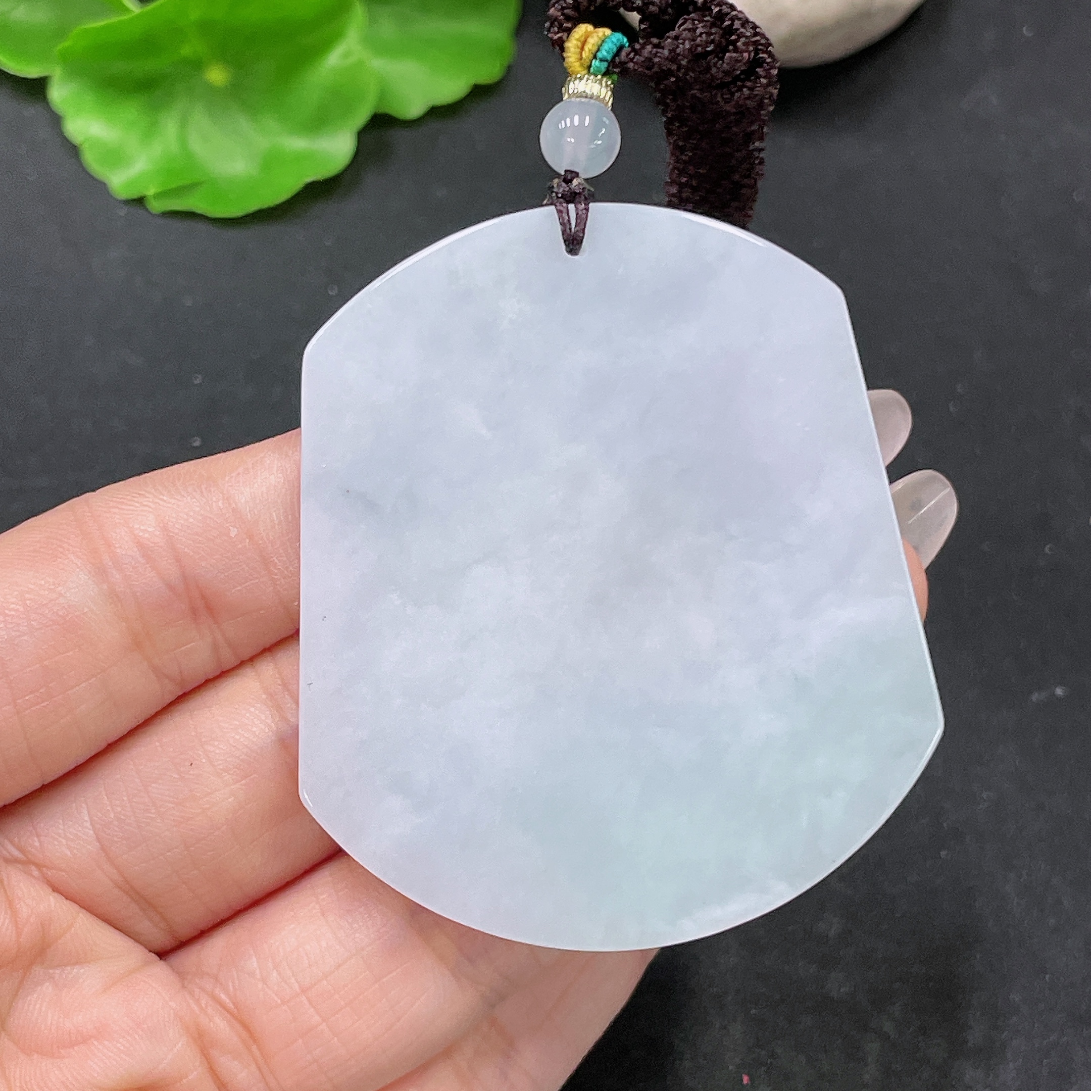 F35138137 Jadeite Plain Pendant with Non-A Beads Including Rope Total Weight Approx.45g