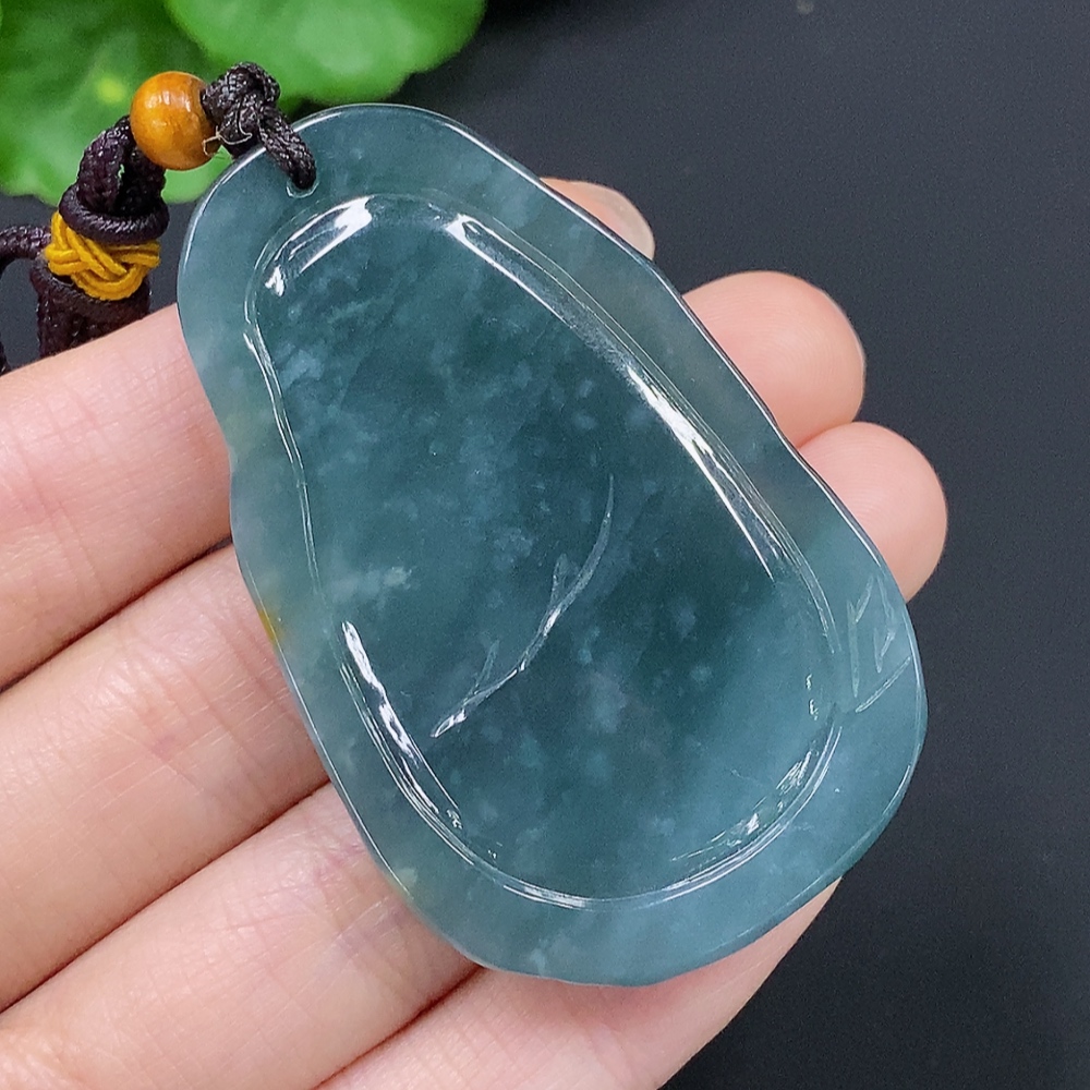 F28240911 Jadeite Manjushri Pendant (Total Weight with Cord Approx. 34.7g)