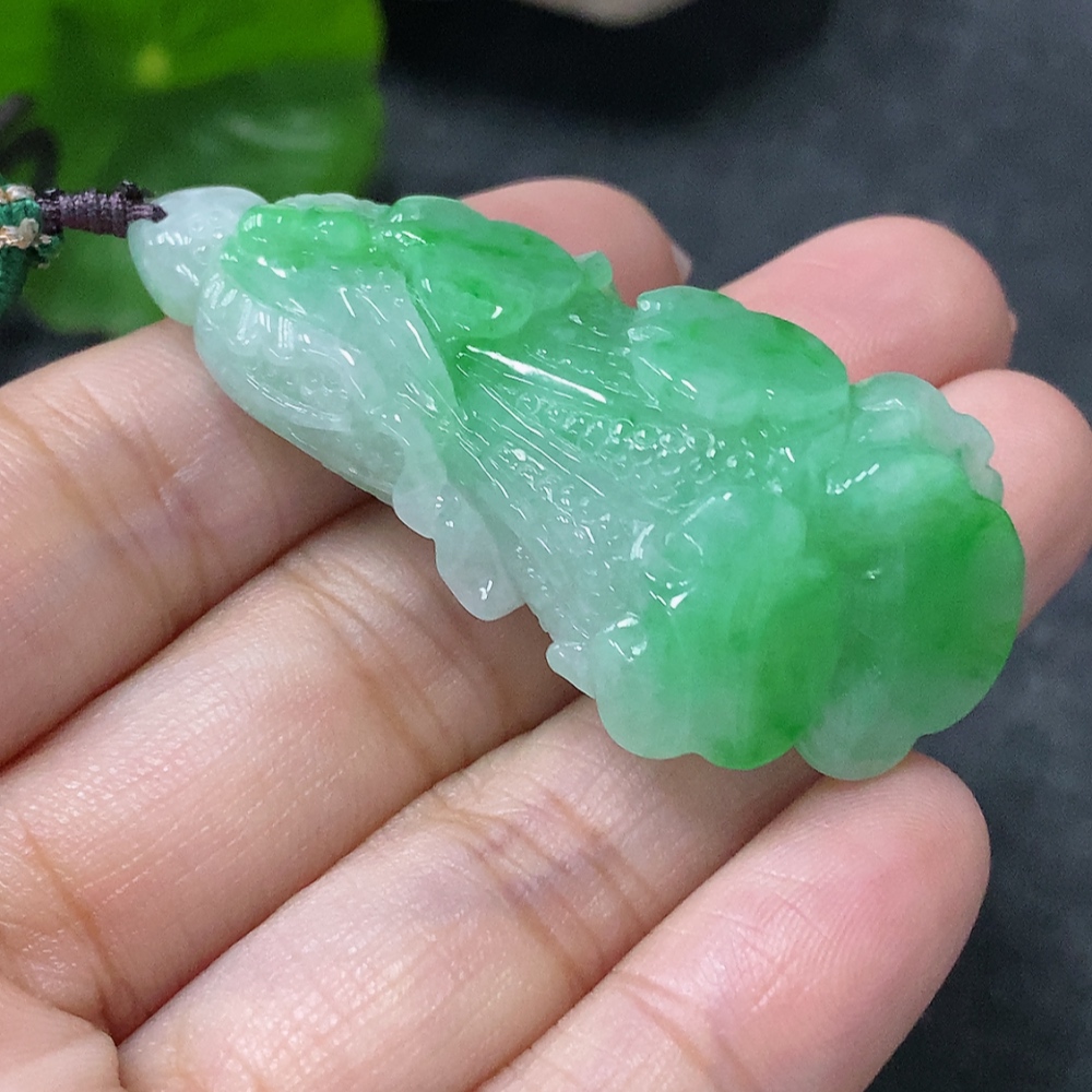 F34997809 Jadeite Pendant Cabbage Total Weight Approx. 18.7g with Rope