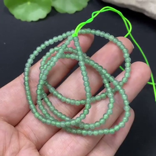 F24811242 Jadeite Bead Necklace Approx. 3mm Total Weight Approx. 7.34g