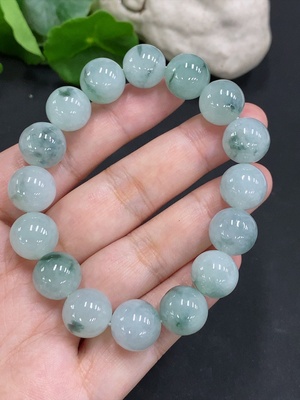 F34023235 Jadeite Bead Necklace Approx. 12mm Total Weight About 52.6g (Including Other Mineral Components)