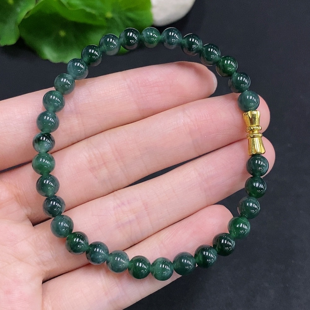 F34061365 Jadeite Bracelet Non-Gold Inlaid Total Weight About 12.5g Size Approx. 5.8mm