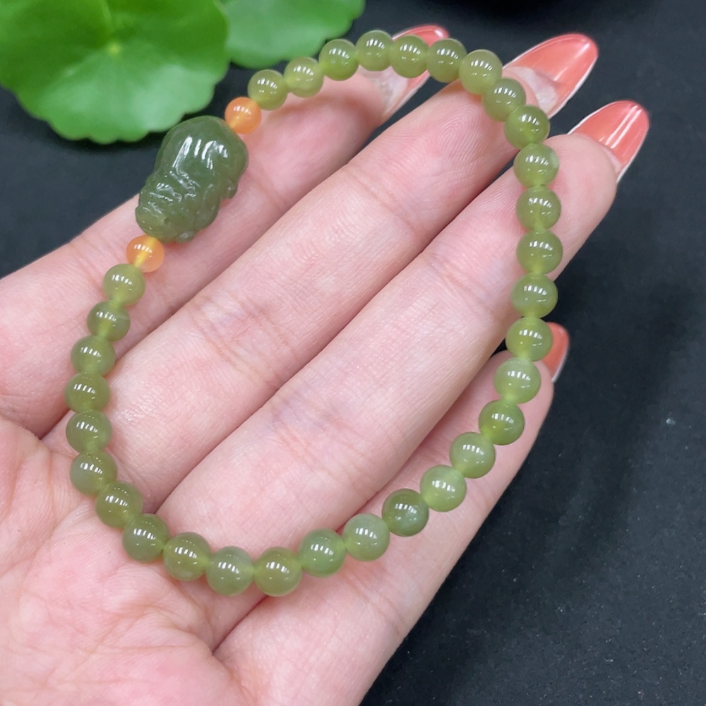 H35085412 Hetian Jade Bracelet, approx. 4.8mm, total weight approx. 9.1g, accessories not Hetian Jade
