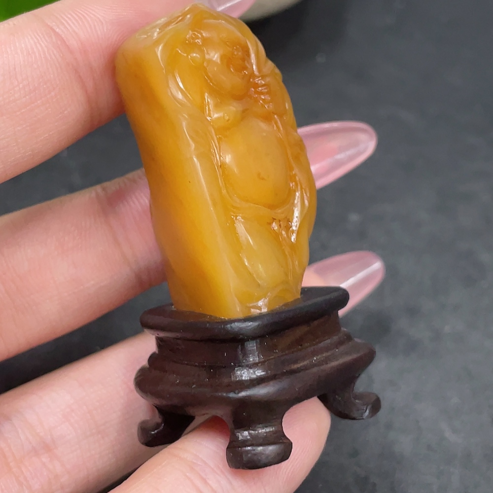 H33896653 Shoushan Stone Tian Huang Ornament - Buddha Figure - Total Weight Approx. 17.4g