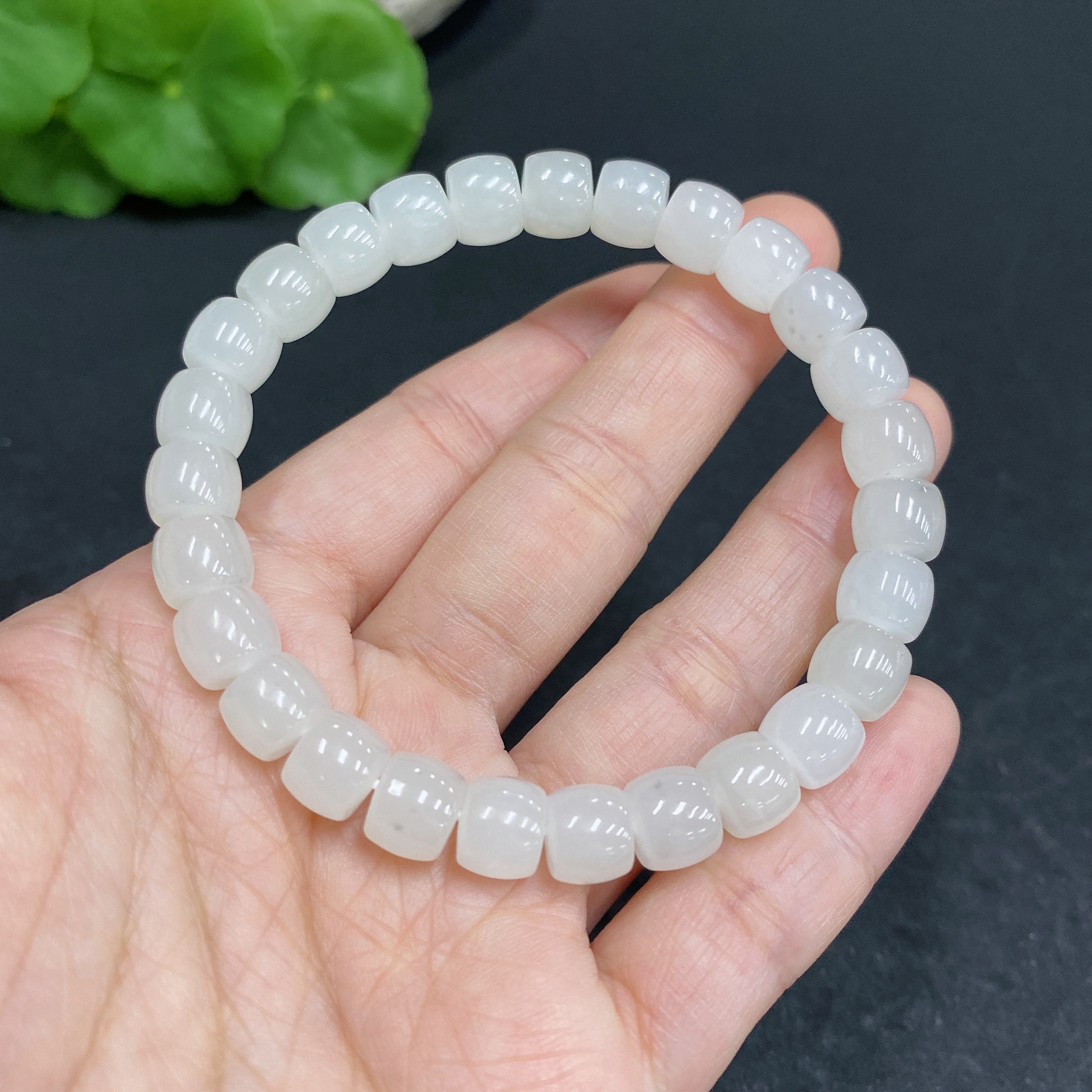 H33938778 Hetian Jade Bracelet Approx.7.5mm Total Weight Approx.22.4g