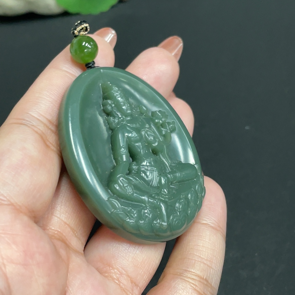 H34973061 Hetian Jade Pendant Guanyin Total Weight About 35g