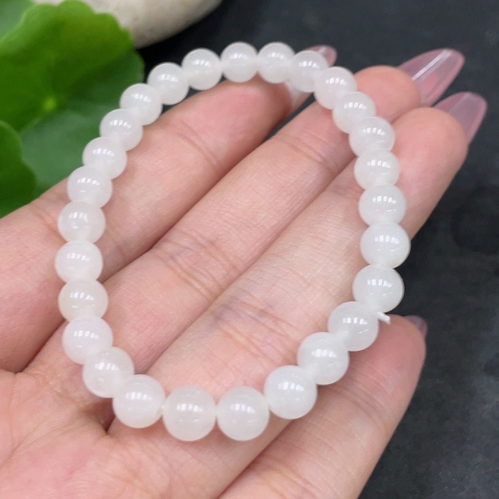 H33897803 Hetian Jade Bracelet, Approx. 6.1mm, Total Weight Approx. 9.4g, Contains Other Mineral Components