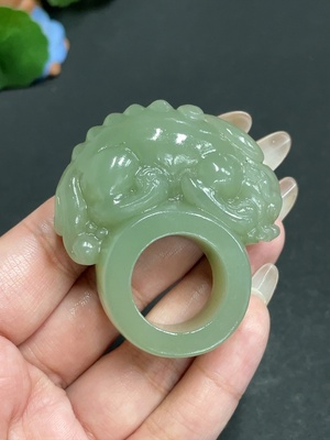 H29378696 Hetian Jade Auspicious Beast Ring (Size 23, Total Weight Approx. 58.2g)