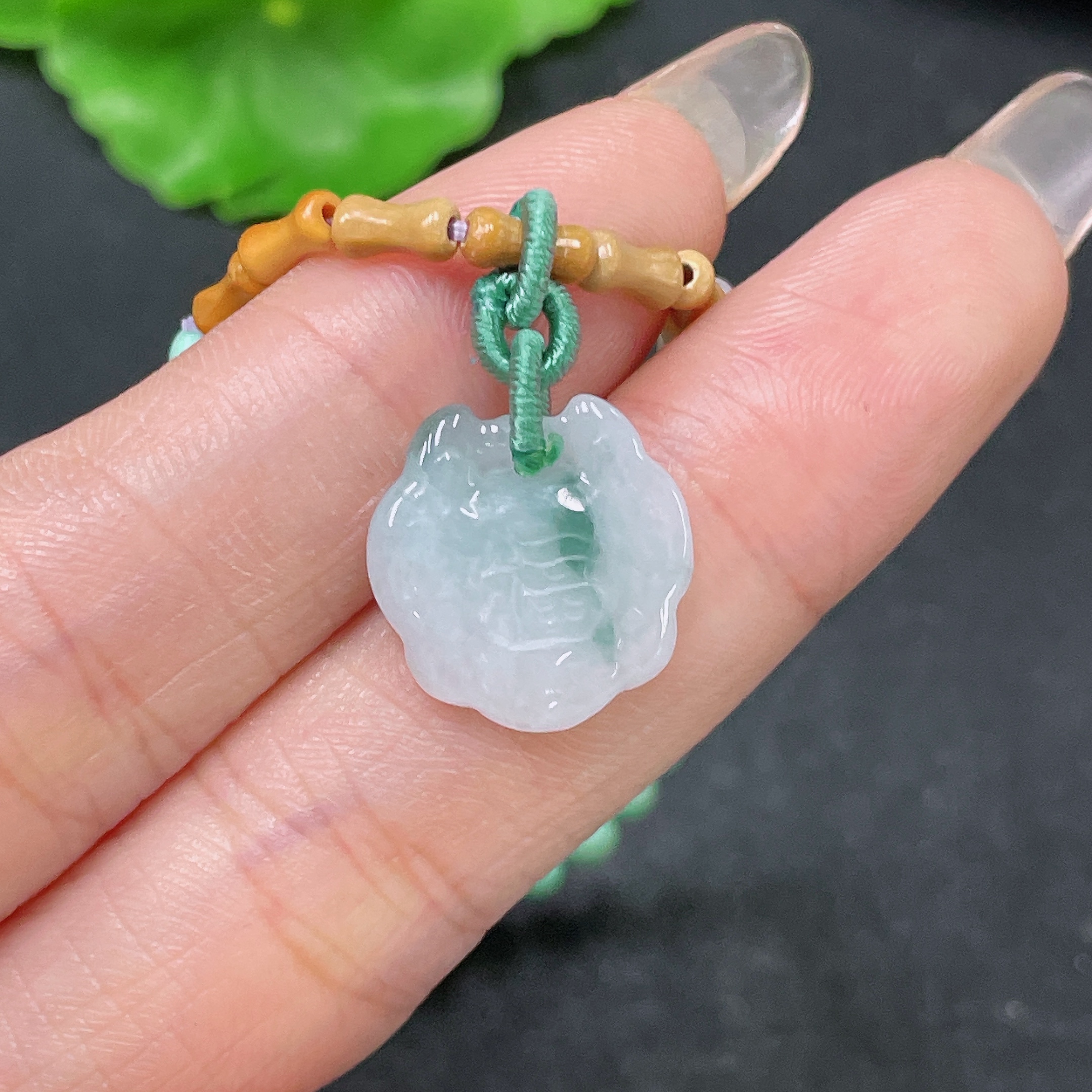 F34064973 Jadeite Bracelet with Non-A Chain Non-Gold Total Weight Approx.5.6g Size 13.9