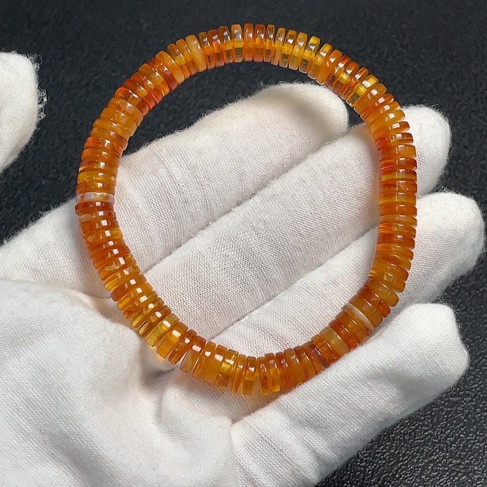 C32814901 Amber Honey Bead Bracelet, Total Weight Approx. 6.98g, Size 7mm