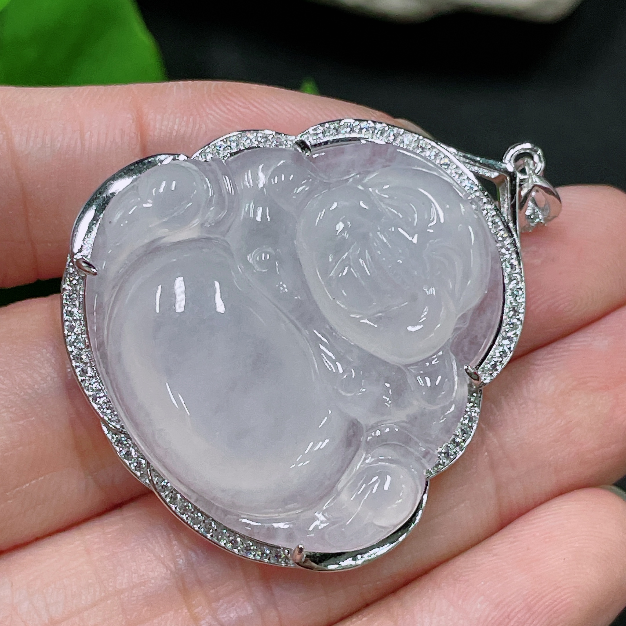 F33920240 Jadeite Buddha Pendant Inlaid Without Gold Total Weight About 12.4g