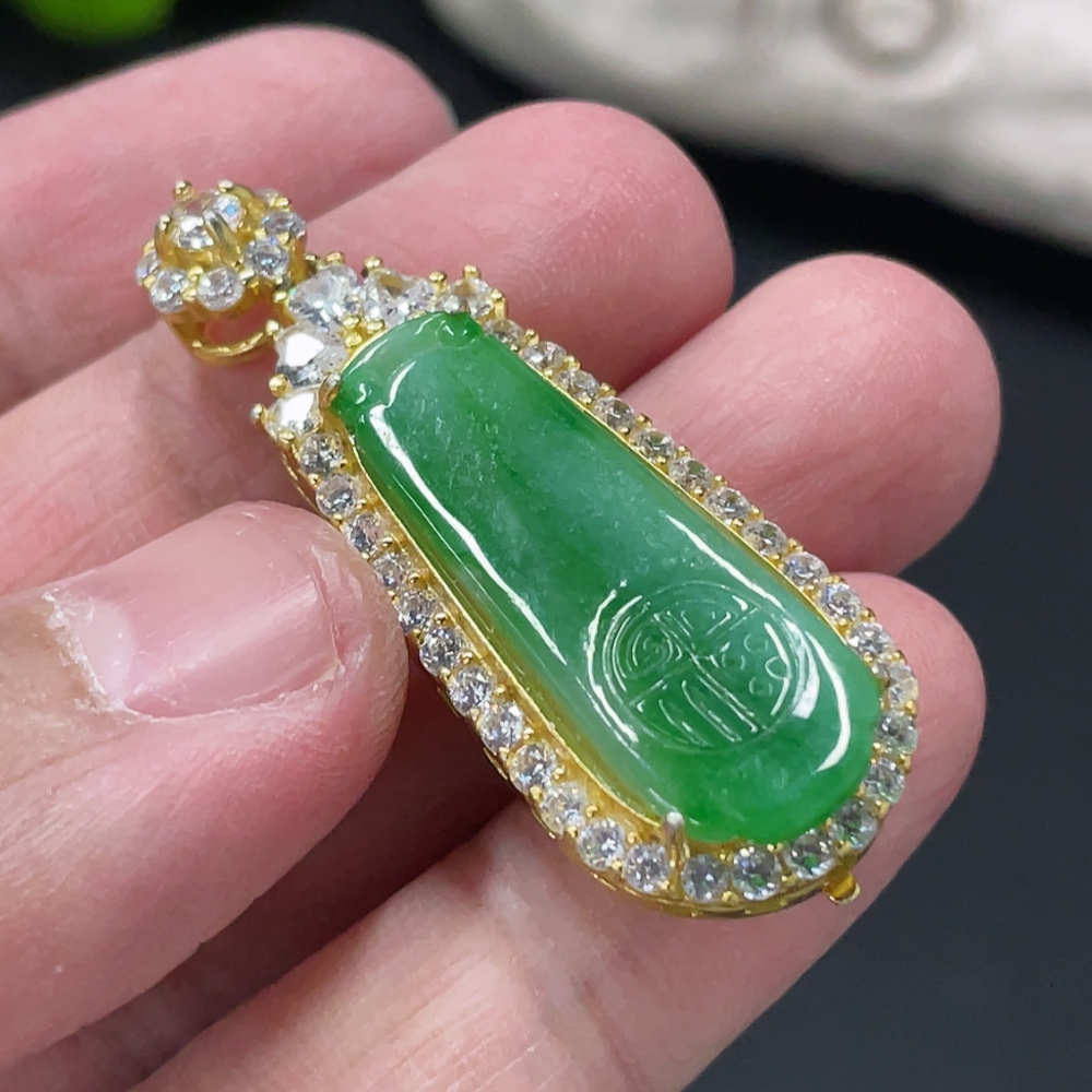 F32754760 Jadeite Inlay Piece Non-Gold Inlay Total Weight Approx. 7.22g