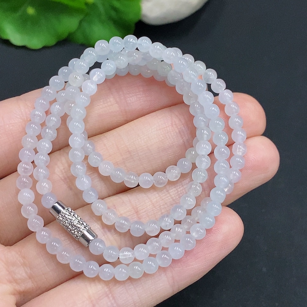 F32793604 JadeiteBeaded Necklace Approx. 3.6mm Non-Gold Total Weight Approx. 12.82g