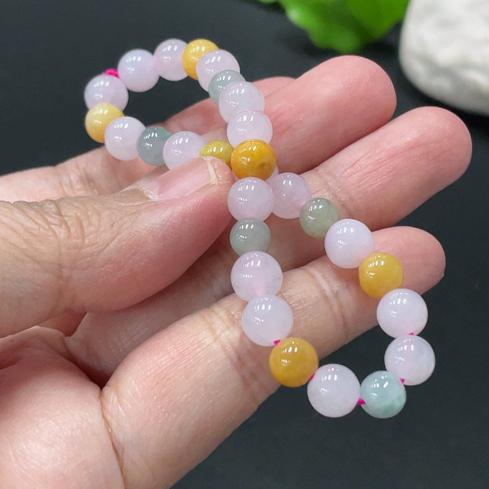 F34979087 Jadeite Bracelet Approx. 6.7mm Beads Total Weight Approx. 12.8g Yellow Beads Color Origin Undetermined