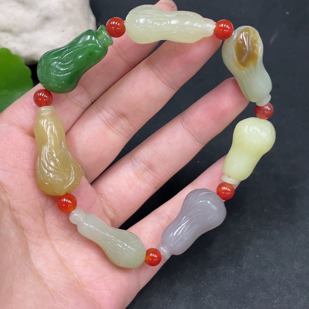 H31581795 Hetian Jade Bracelet, Beads Not Hetian Jade, Total Weight Approx. 46.3g