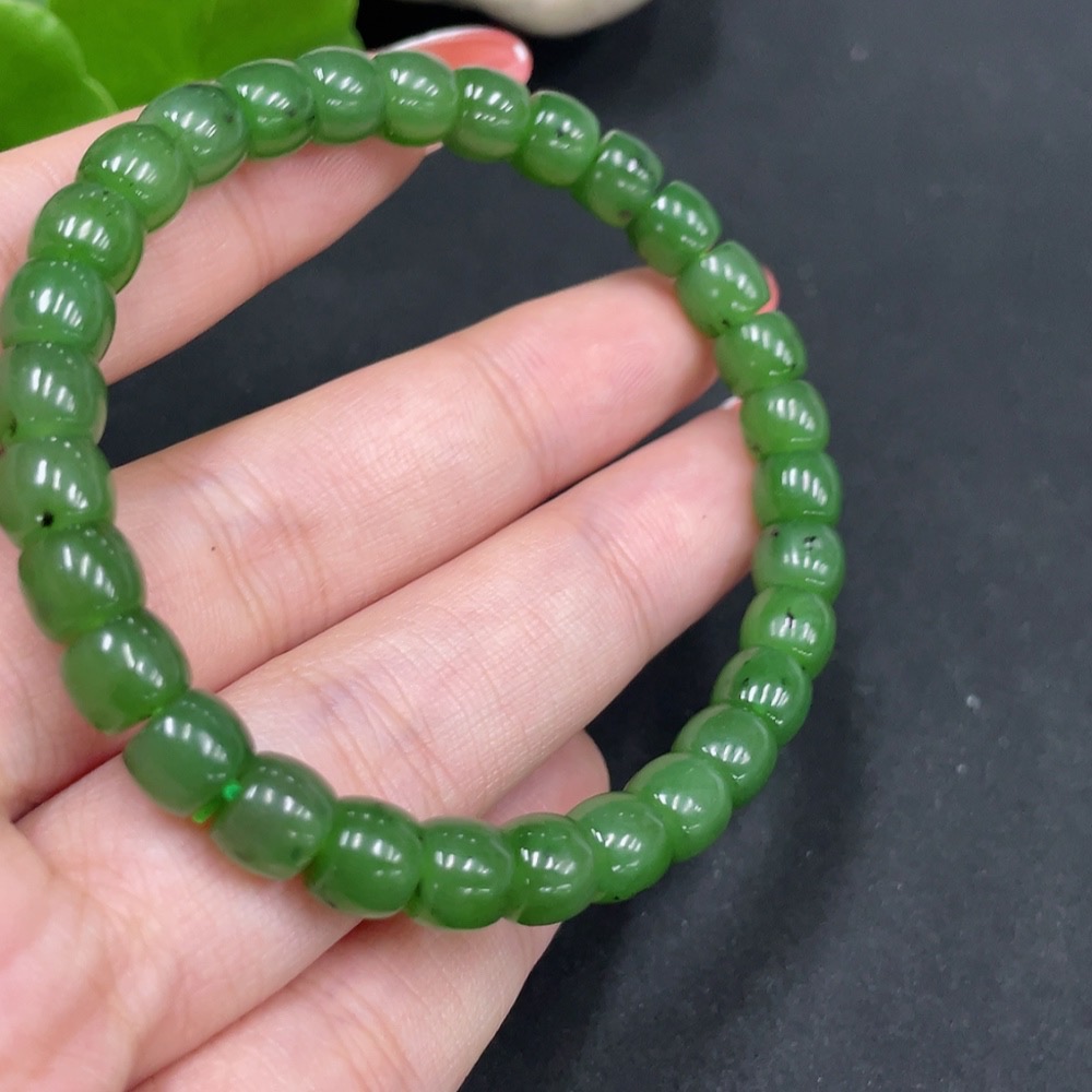 H34027594 Hetian Jade Jasper Bracelet, Approx. 6.5mm, Total Weight About 16.1g