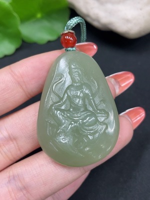 H34061851 Hetian Jade Pendant Guanyin Total Weight (with rope) 22.2g