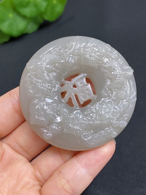 H29428822 Hetian Jade Pendant, Joy on the Brows, Total Weight Approx. 54.5g