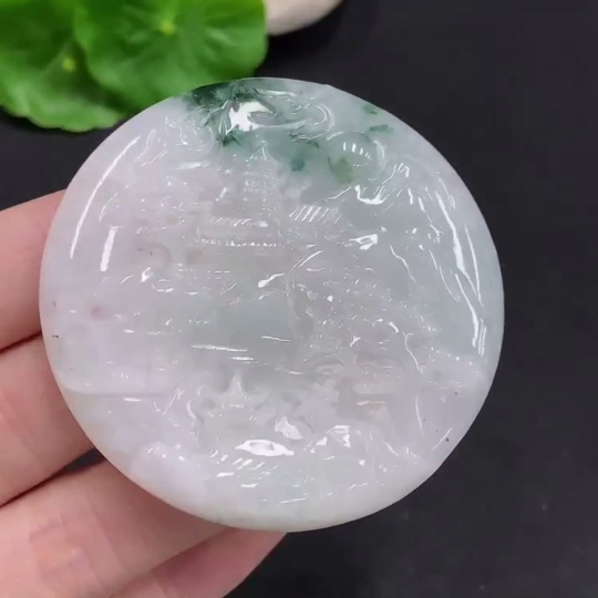 F31687564 Jadeite Landscape Pendant with a total weight of approximately 32.2 grams