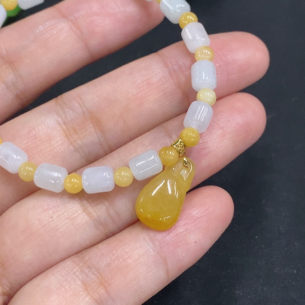 F29316697 Jadeite Beaded Necklace approx. 5mm (18K Gold) Total Weight approx. 8.4g (Color origin undetermined)