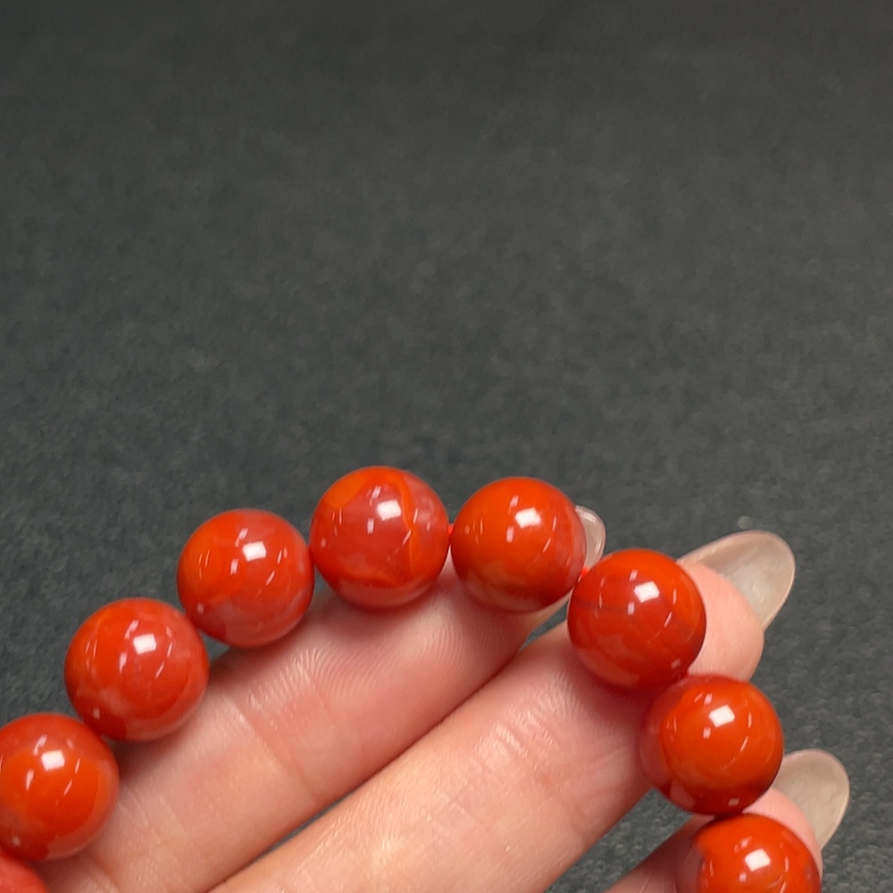 C34992042 Red Agate Bracelet with Visible Organic Matter, Total Weight Approx. 30.05g, Size About 10.4mm