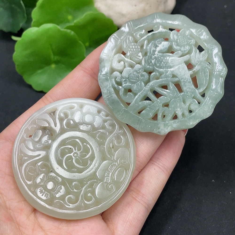 H35085688 Hetian Jade Pendant Antique Plaque Containing Other Mineral Components Total Weight Approx. 60.4g