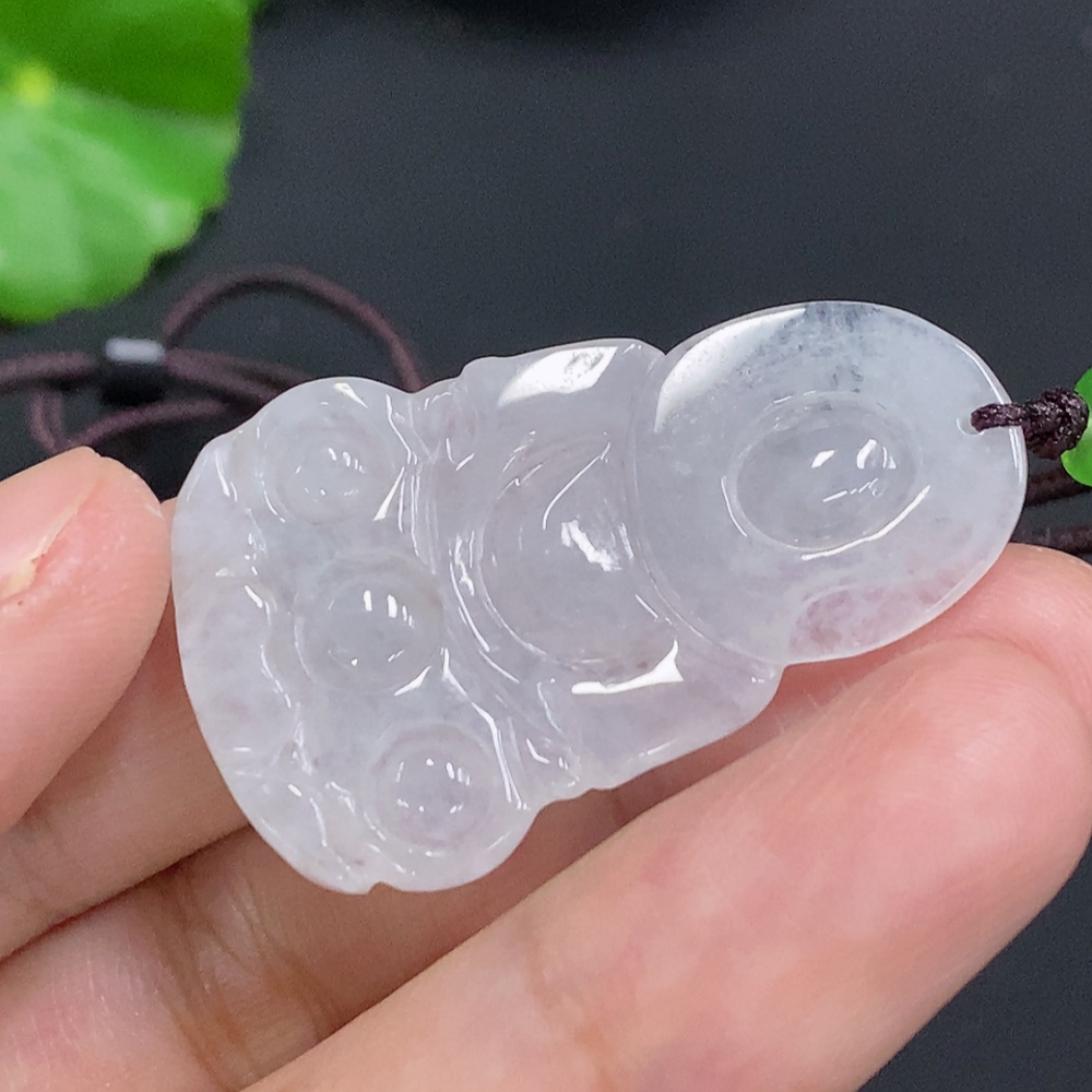 F30568519 Jadeite Guanyin Pendant Total Weight Including Rope Approximately 9.3g