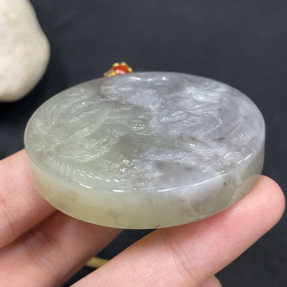H30561150 Hetian Jade Pendant    Dragon and Phoenix Bring Prosperity
