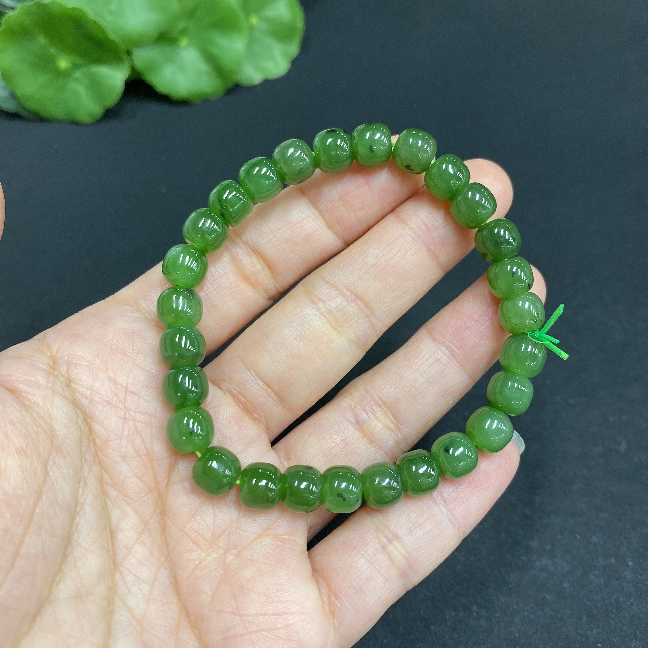 H34014985 Hetian Jade Jasper Bracelet approx. 6.8mm total weight about 16g