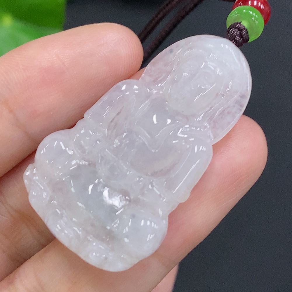 F30568519 Jadeite Guanyin Pendant Total Weight Including Rope Approximately 9.3g