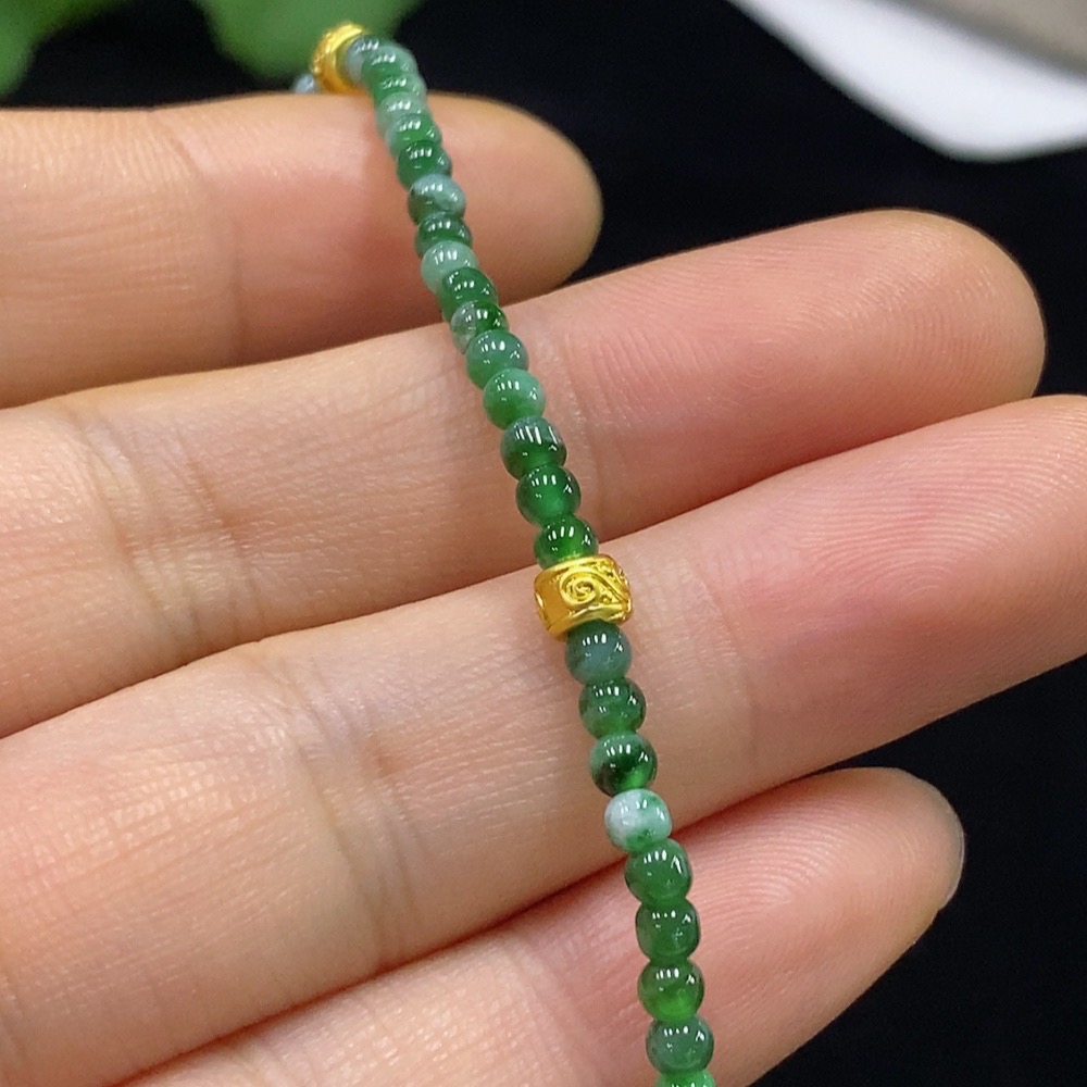 F33911729 Jadeite Beads Bracelet Approx. 2.8mm Total Weight Approx. 3.5g Non-Gold