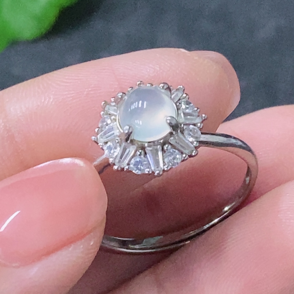 F34998545 Jadeite Inlaid Ring Non-Gold Adjustable Total Weight Approx. 2.04g