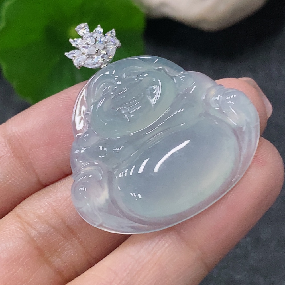 F34010270 Jadeite Pendant Buddha 18k Non-Diamond Total Weight Approx. 8g