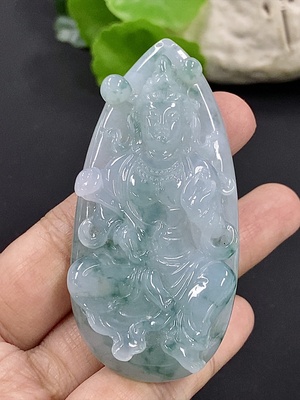 F42952128 翡翠观音牌挂件 货品总重约40.4g