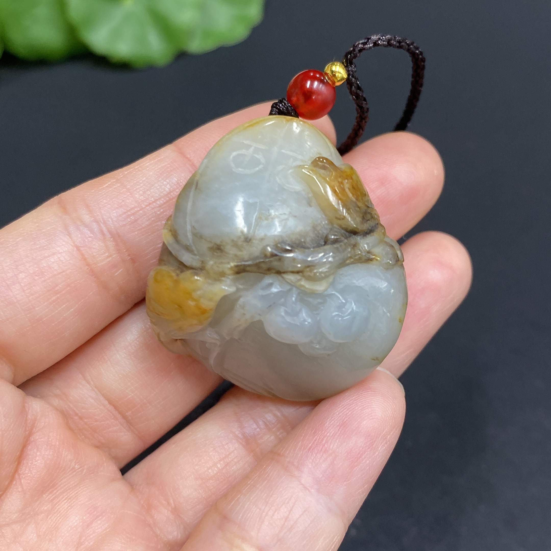 H33845143 Hetian Jade Pendant  Double Blessings Arrive