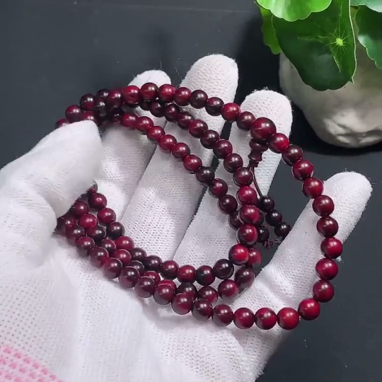 W33854848 Small-Leaf Sandalwood Long Strand, Total Weight Approx. 16.59g, Bead Size ~6.1mm