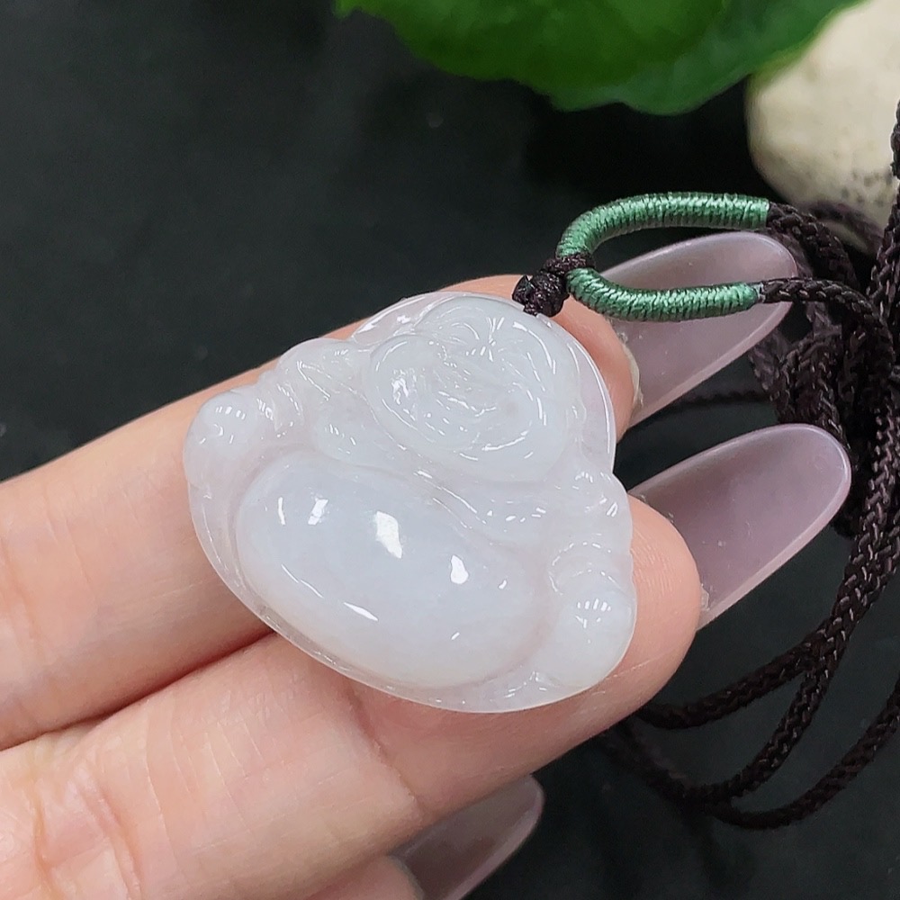 F35142650 Jadeite Buddha Pendant Total Weight Approx. 6.6g (including rope weight)