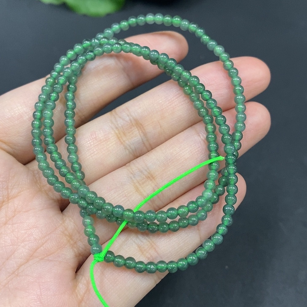 F20273854 Jadeite Bead Necklace, Approx. 2.8mm, Total Weight 8.248g