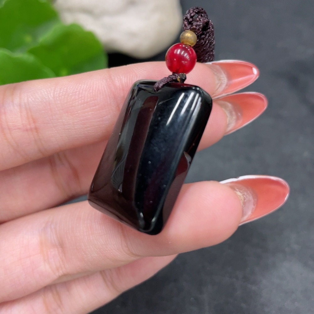 H34980216 Hetian Jade Pendant, Plain Pendant, Color Origin Undetermined, Total Weight (including rope) Approx. 13.3g