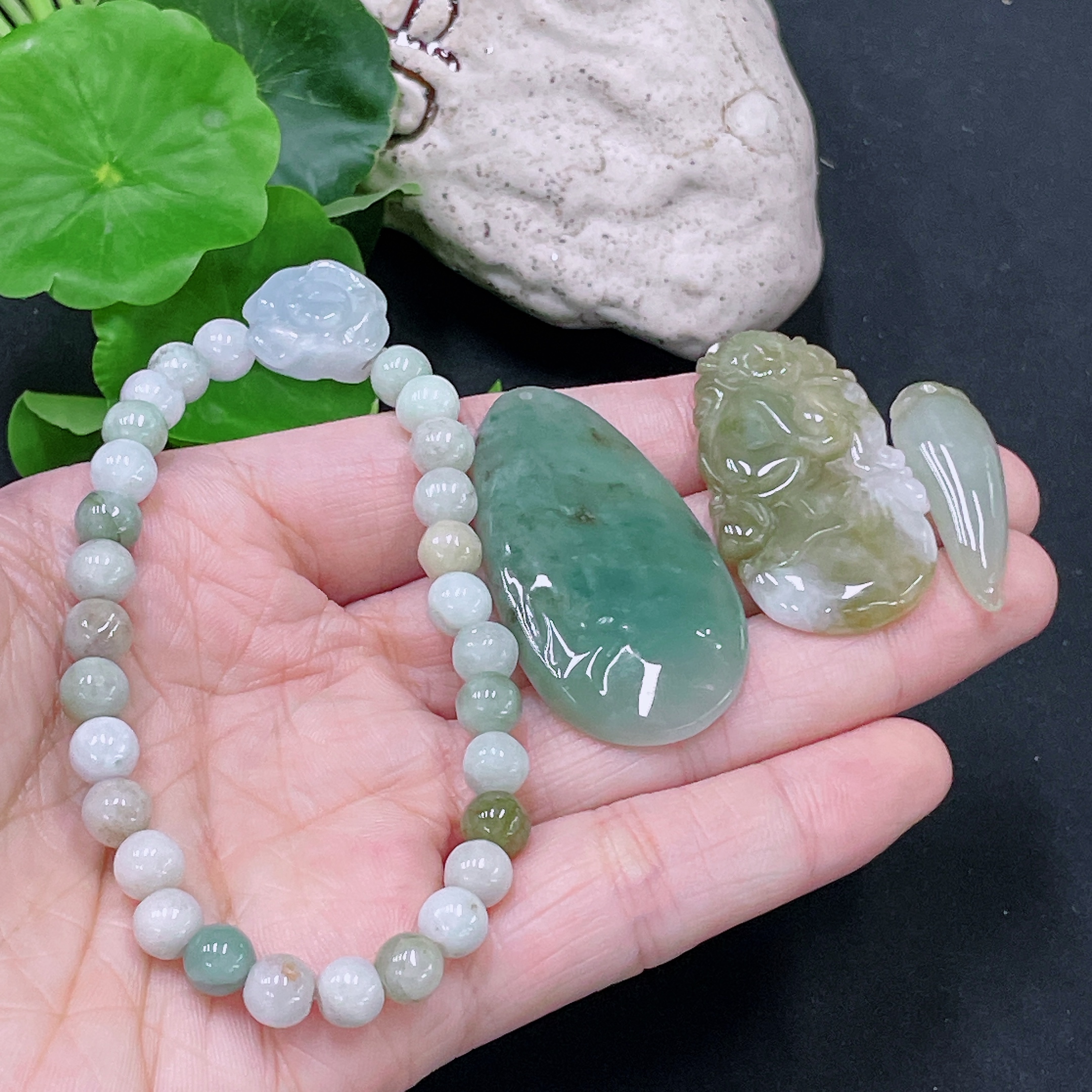 F33919958 Jadeite Pendant + Bracelet Approx. 6.5mm