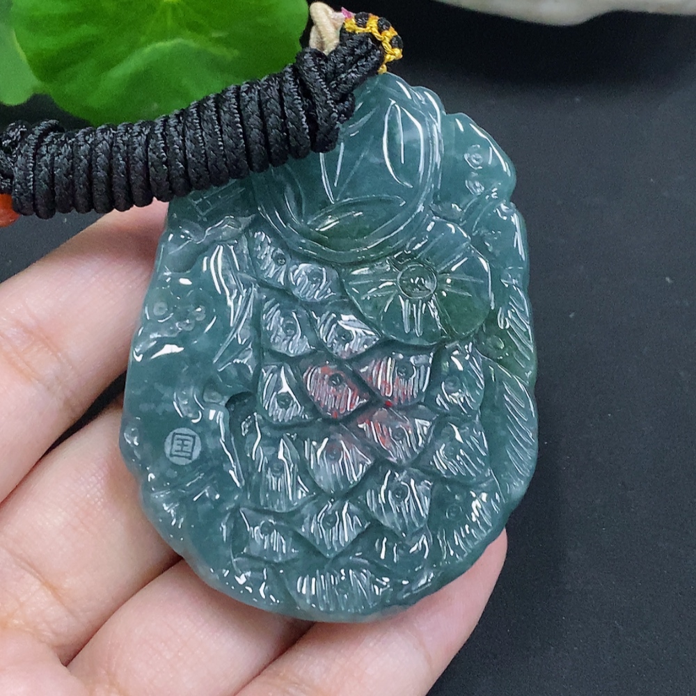 F34023049 Jadeite Peacock Pendant, Total Weight Including Rope Approximately 58.6g