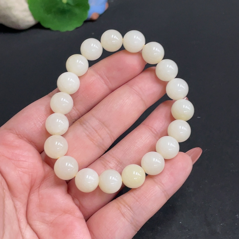 H34005699 Hetian Jade Bracelet   Approx. 9.6mm   Total Weight About 29.5g