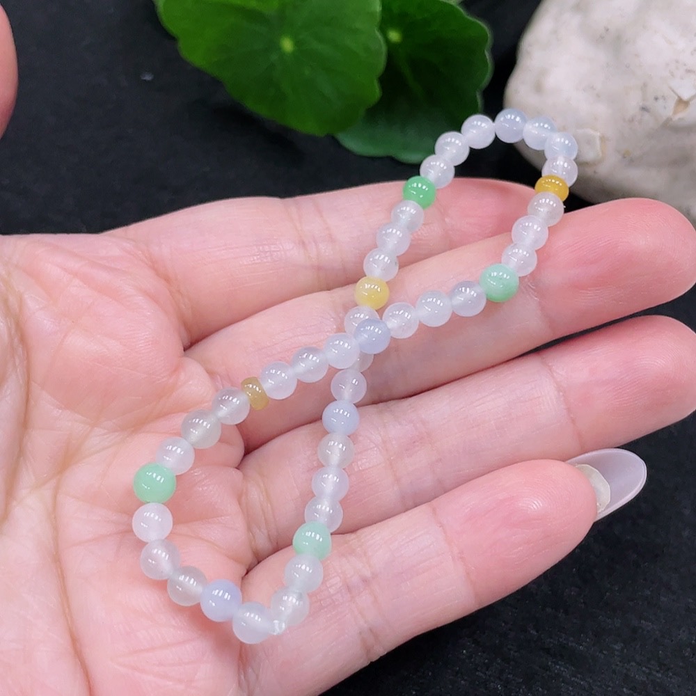 F32735632 Jadeite Bracelet Approx. 4.5mm Beads Total Weight 6.03g Color Origin Undetermined