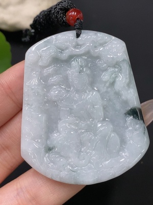 F29436219 Jadeite Pendant Guanyin with Non-A Grade Beads Total Weight Approx. 32.5g