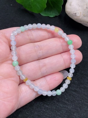 F32735632 Jadeite Bracelet Approx. 4.5mm Beads Total Weight 6.03g Color Origin Undetermined
